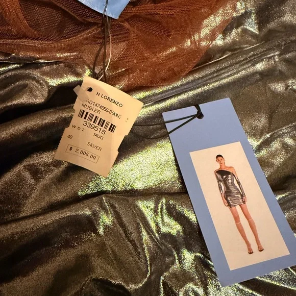Mugler Metallic Silver Mini Dress - Picture 3 of 7